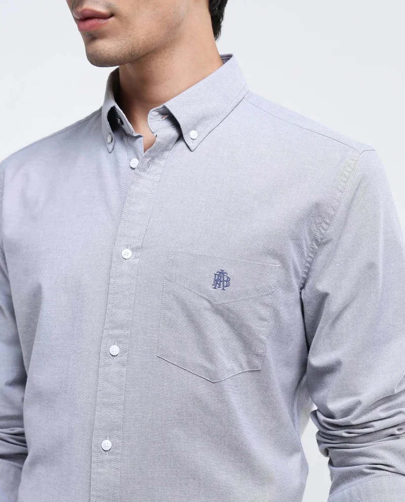 Rare Rabbit Men's Plain Formal Shirt With Embroidered Logo