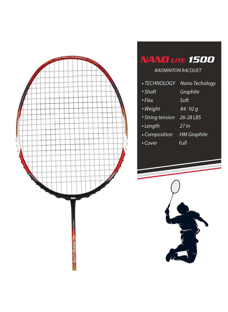 دي أس سي نانو لايت 1500 مضرب كرة الريشة | التحكم الدقيق | أداء قوي |  تصميم خفيف الوزن - Image 2
