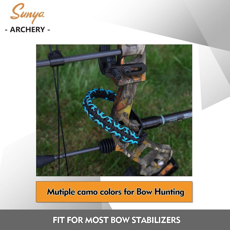 Sunya Archery Bow Wrist Sling, 550 Paracord Strap Comfortable on Hand.100% Full Grain Leather Yoke, Multiple Camo Colors.Fit Compound Bow Stabilizer & Recurve. - Image 2