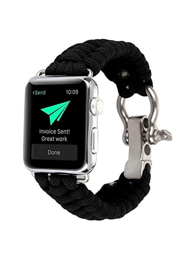 Nylon Woven Replacement Strap Compatible with Apple Watch Series 1–3 (38mm) – Black Band