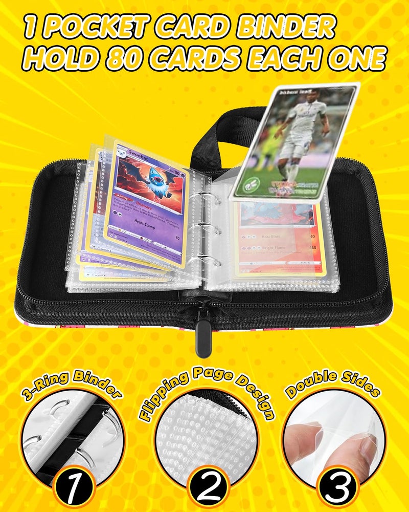 Lotadilo for 1 Pocket Card Binder Mini Size for 80 Cards - Small Trading Card Collection Album Folder Lightweight Portable PK Strawberry Design for Girls Girly Teens Kids for Sports Cards Game Cards - Image 2