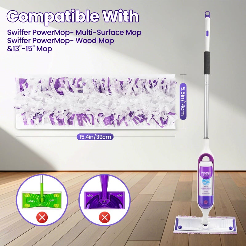Kukident Power Mop Refills, 24 Count Disposable Pads for Swiffer Powermop Mopping - Thickness, Absorbent, Quick Cleaning, Suit All Multi-Surface, [Non-Vacuum Packaged] to Keeps Fluffy - Image 2