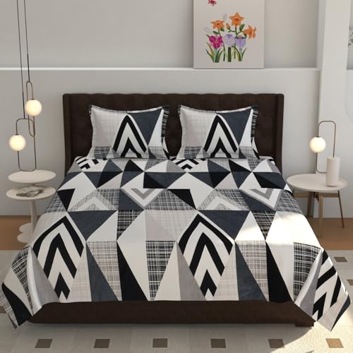 TIB® Premium Flannel Warm bedsheet for Double Bed 90x100 Inch with 2 Pillow Covers, (Tri-Black) - Image 1