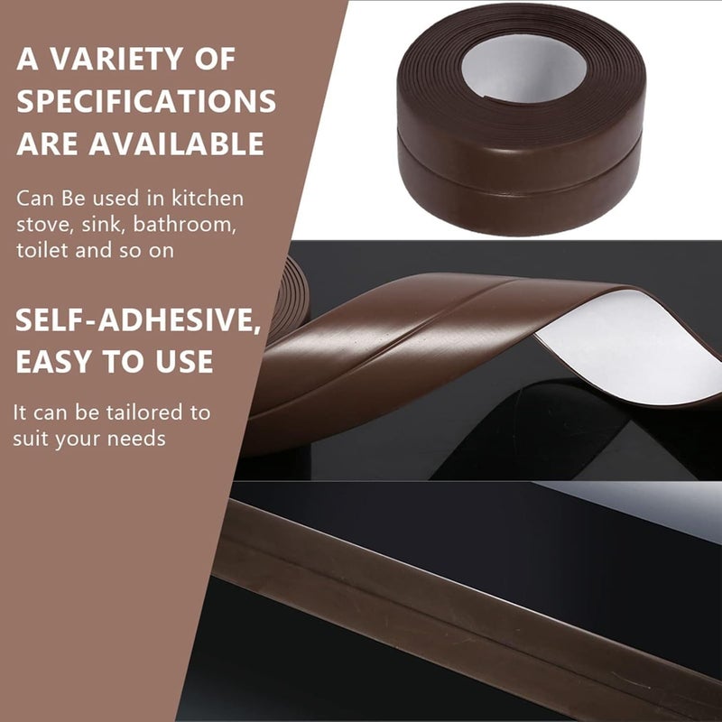 Trifecta Strip Sealant Tape, Self Adhesive Waterproof Bath Sealant, Kitchen Sink Basin Edge Shower, Self Adhesive Bathtub and Sink Wall Toilet and, Bath and Wall Gasket Strip (Brown, Big, Pack of 1) - Image 4
