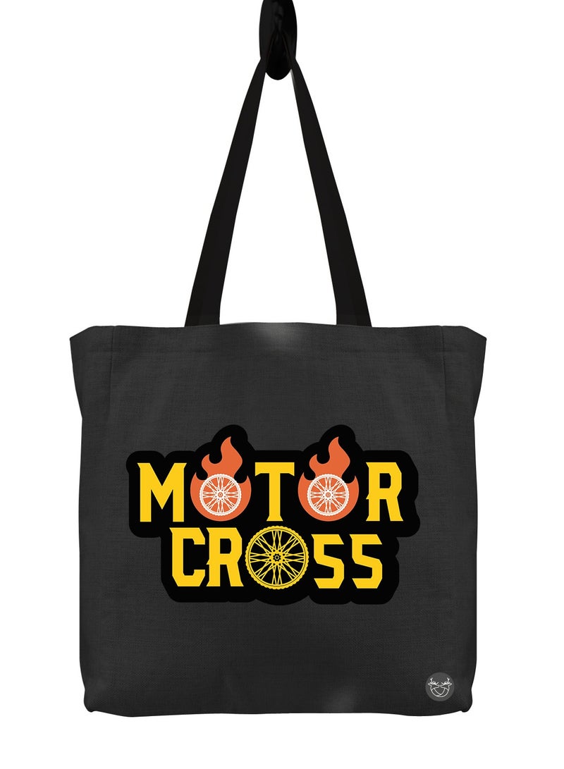 Canvas bag with motor print cross design