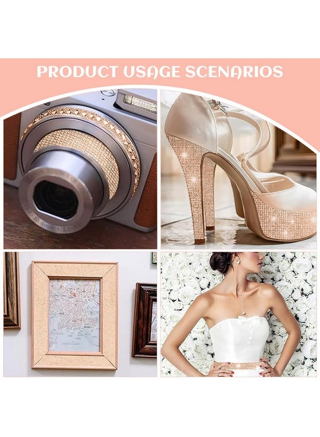 maycreate شريط الراينستون الذاتي اللصق باللون الوردي الذهبي من MAYCREATE®، شريط لامع من الكريستال الماسي لتغليف الهدايا، مشاريع الفنون والحرف اليدوية، الزفاف، ديكور الحفلات، 1 ياردة - Image 5