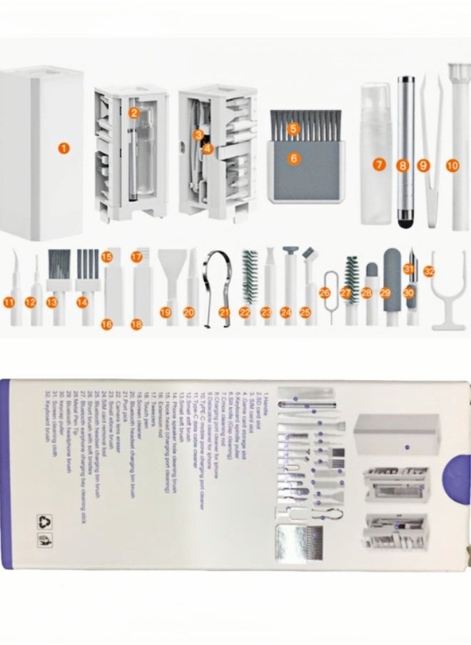Generic 32 In 1 Computer Cleaning Kit, Screen And Keyboard Cleaning Brush, Phone Cleaner, Bluetooth Earphone Cleaning Pen  - Image 1