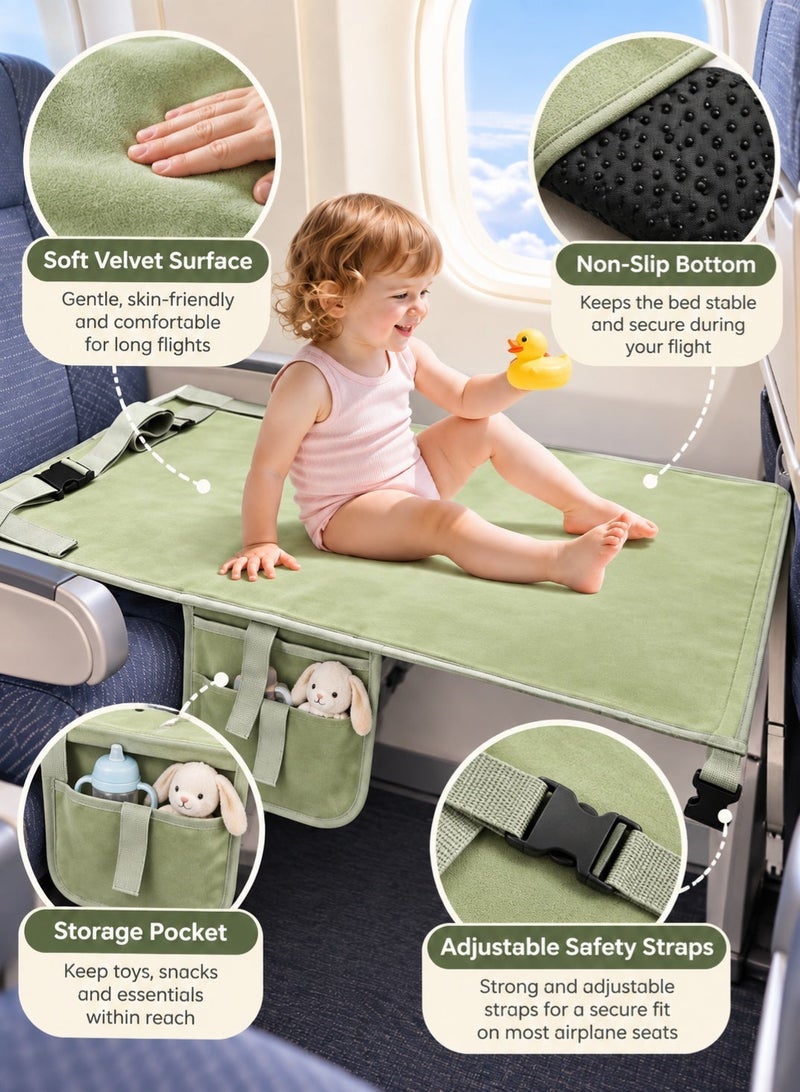 insular Toddler Airplane Bed,Airplane Seat Extender for Toddler Rest, Kids Airplane Seat Extender Travel Bed, Plane Seat Extender Kids, Airplane Travel Essentials for Kids Rest Legs Lie Down on Plane(Green) - Image 3