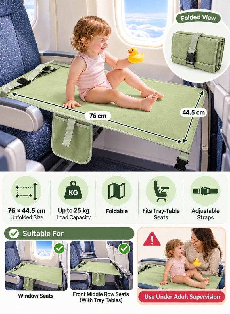 insular Toddler Airplane Bed,Airplane Seat Extender for Toddler Rest, Kids Airplane Seat Extender Travel Bed, Plane Seat Extender Kids, Airplane Travel Essentials for Kids Rest Legs Lie Down on Plane(Green) - Image 2