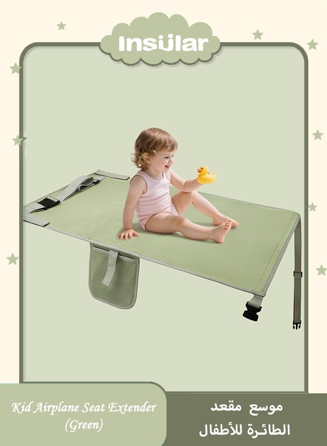 insular Toddler Airplane Bed,Airplane Seat Extender for Toddler Rest, Kids Airplane Seat Extender Travel Bed, Plane Seat Extender Kids, Airplane Travel Essentials for Kids Rest Legs Lie Down on Plane(Green) - Image 1