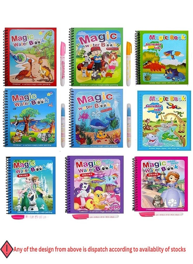 HASTAP Reusable Magic Water Coloring Book | Quick Dry Doodle With Magic Pen | Self-Drying Easy to Hold Pen | Educational Toy for Kids (Pack of 2, Random Designs) - Image 2