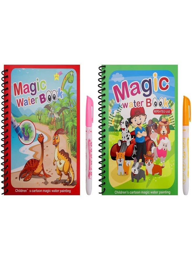 HASTAP Reusable Magic Water Coloring Book | Quick Dry Doodle With Magic Pen | Self-Drying Easy to Hold Pen | Educational Toy for Kids (Pack of 2, Random Designs) - Image 1