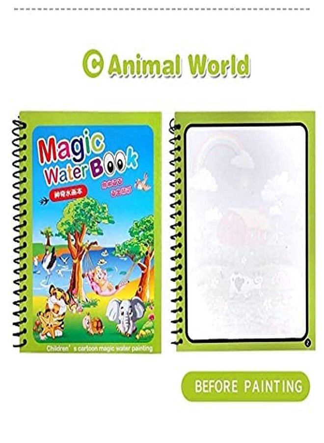 HASTAP Reusable Magic Water Coloring Book | Quick Dry Doodle With Magic Pen | Self-Drying Easy to Hold Pen | Educational Toy for Kids (Pack of 2, Random Designs) - Image 5