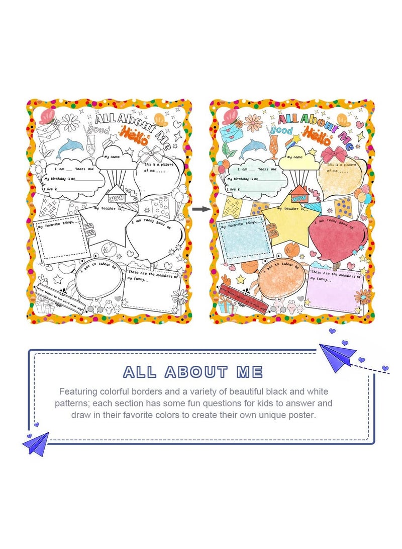 Classroom Coloring Posters for Kids, DIY Craft Activities, Party Favor Supplies, Back to School Essentials for Kindergarten, Preschool, and Elementary (40 Pack)