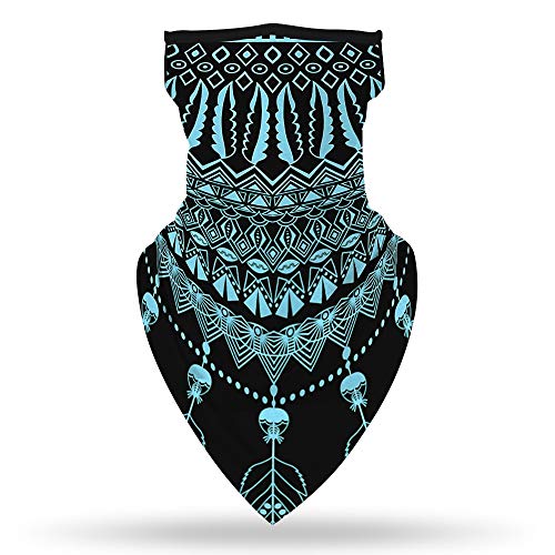 YAYOUREL Blue Flowers Floral Neck Gaiter Face Mask Covering Bandanas for Men Women Summer UV Face Scarf Mask Cover Ear Loop Hole Triangle Facemask Headwear for Fishing Running Cycling Hiking - Image 3