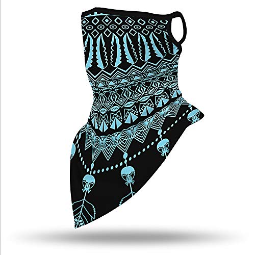YAYOUREL Blue Flowers Floral Neck Gaiter Face Mask Covering Bandanas for Men Women Summer UV Face Scarf Mask Cover Ear Loop Hole Triangle Facemask Headwear for Fishing Running Cycling Hiking - Image 5
