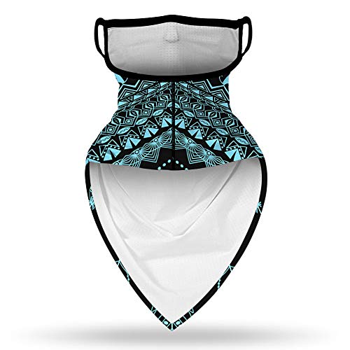 YAYOUREL Blue Flowers Floral Neck Gaiter Face Mask Covering Bandanas for Men Women Summer UV Face Scarf Mask Cover Ear Loop Hole Triangle Facemask Headwear for Fishing Running Cycling Hiking - Image 4
