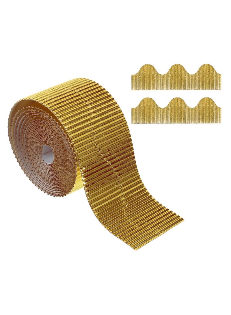 Maxi 1-Piece Corrugated Scalloped Borderette Border For School Displays, Classroom Decorations and Bulletin Boards Tape Metallic Gold - Image 2