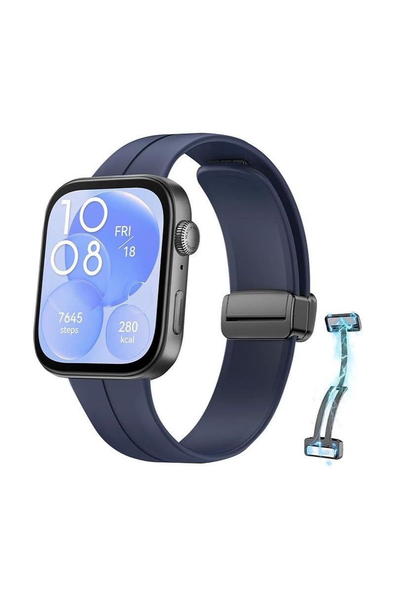 Silicone Strap Compatible with Huawei Watch Fit 3/Fit 4/Fit 4 Pro Magnetic Metal Buckle Sport Silicone Breathable Strap for Men Women Band Quick Release Soft Replacment Wristband - Image 1