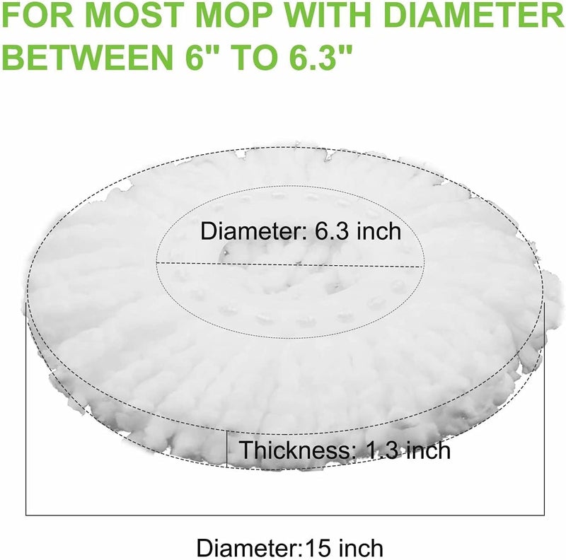 ابو رأس موك لمكنسة Hurricane Spin Mop من القطن الدقيق، مع أغطية موك دائرية، 6 عبوات - Image 2