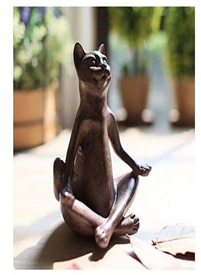 KiaoTime Set of 3 Rusty Brown Vintage Rustic Decorative Resin Animal Cat Yoga Pose Statue, Kitty Yoga Figurine Statue, Meditation Room Yoga Figurine, Yoga Pose Statue, Yoga Sculpture - Image 5