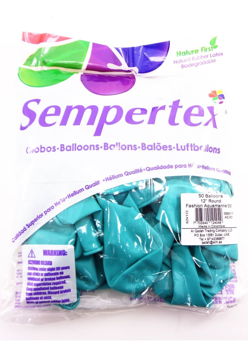 Sempertex 50 pcs,12" Round Balloons, Fashion Aquamarine - Image 2