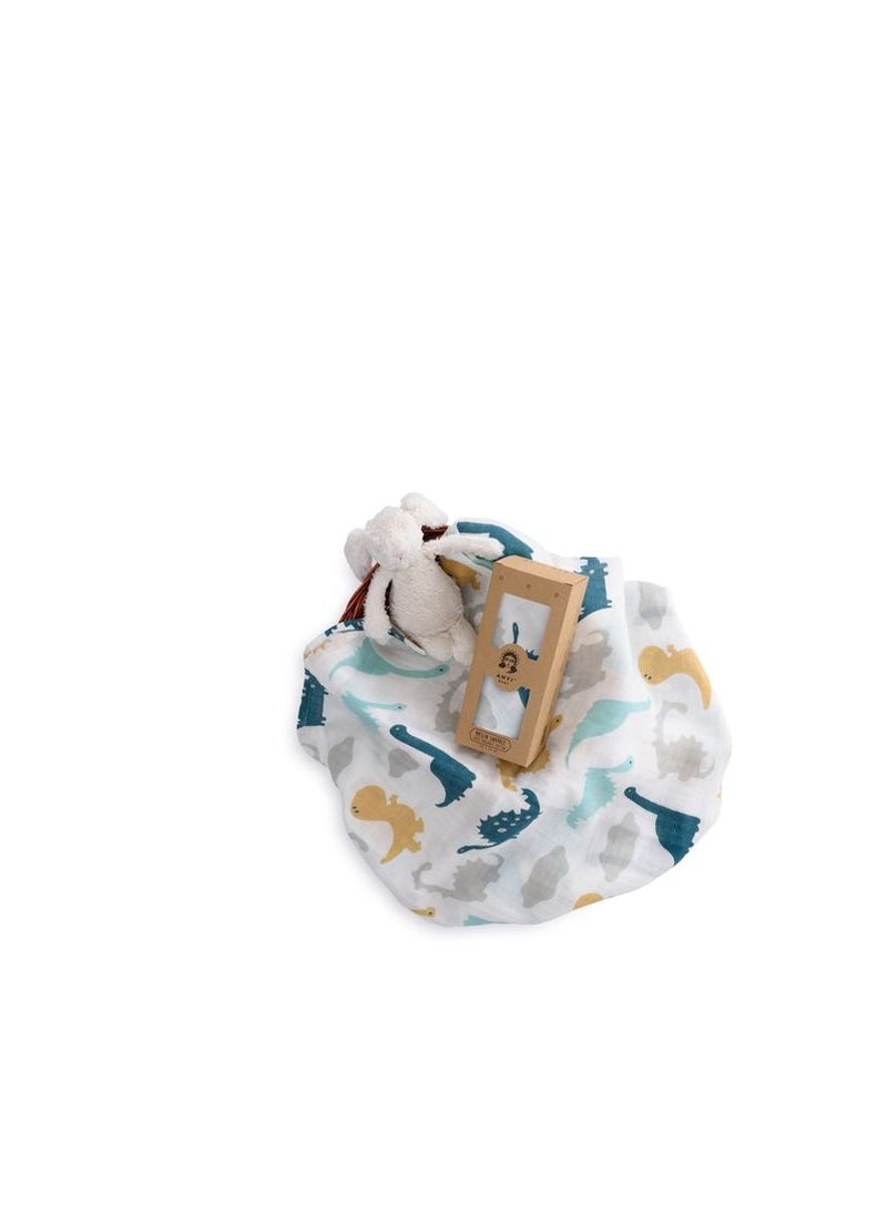 Anvi Baby 100% Organic Cotton Muslin Swaddle Wrap Dinosaur Island  - Image 3