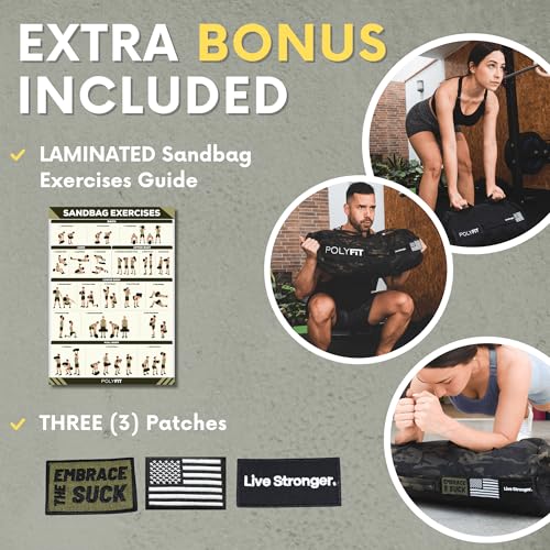 Polyfit Sandbag Pro - Workout Sandbag with Triple Closure Filler Bag and Reinforced Nylon Webbing - Black - 60LB - Image 5