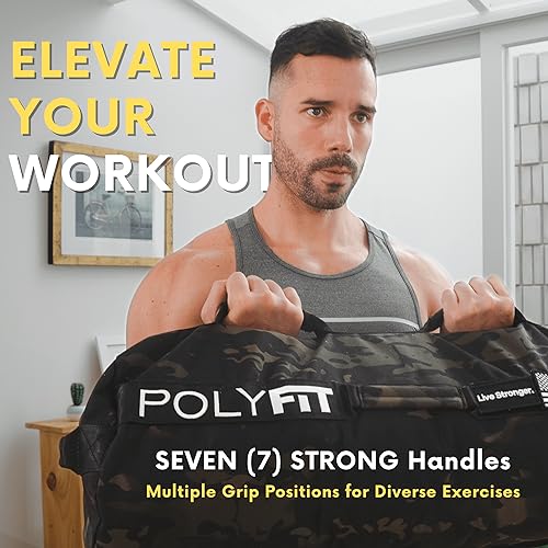 Polyfit Sandbag Pro - Workout Sandbag with Triple Closure Filler Bag and Reinforced Nylon Webbing - Black - 60LB - Image 4