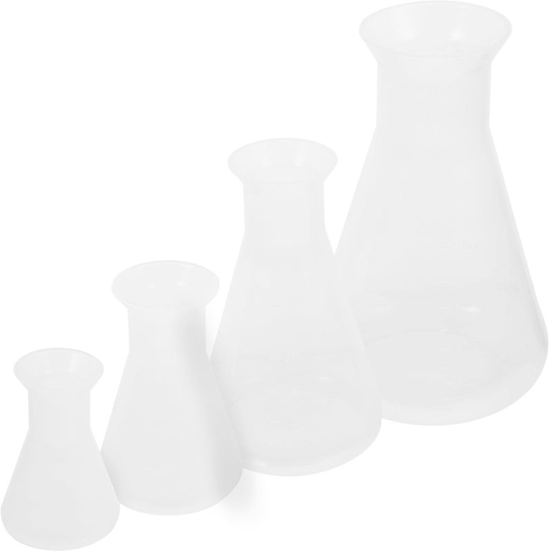 4pcs Erlenmeyer Flask Set 50ml 100ml 250ml 500ml Pp Scale for Chemistry Lab Experiments - Image 2