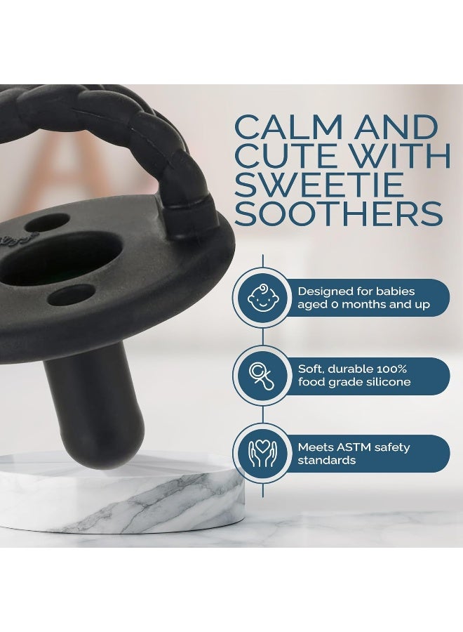 Itzy Ritzy لهاية سيليكون إيتزي ريتزي للمواليد الجدد - مجموعة اللهايات إيتزي مع مقبض قابل للطي وثقبين للتهوية لزيادة الأمان للأعمار من المواليد الجدد وما فوق، مجموعة قهوة وكريمة من 3 قطع باللون الأبيض، البيج والبني - Image 4