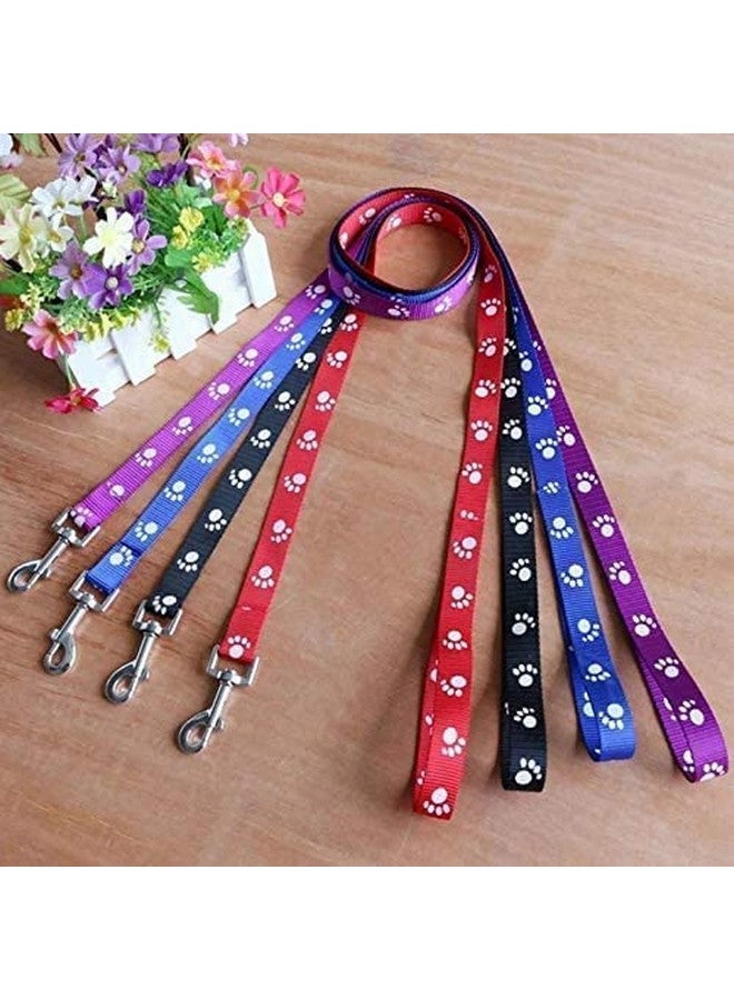 Adjustable Nylon Paw Print Design Cute Collar And Leash Set With Bell For Dogs & Cat (15 Mm, Red) - Image 3