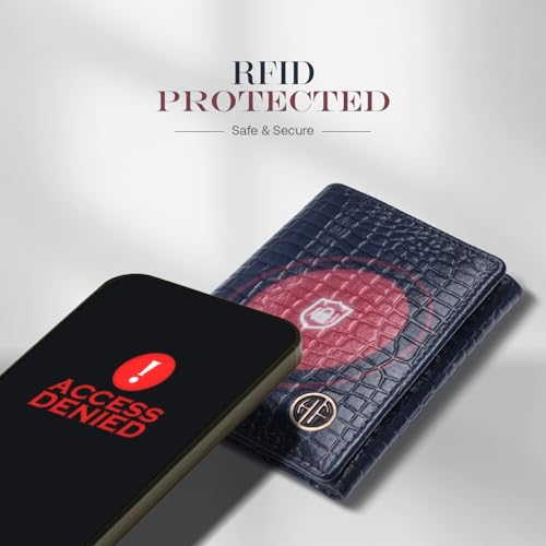 HAMMONDS FLYCATCHER Croc Blue Wallets for Man - Trifold Genuine Leather Men Wallet, RFID Protection, 5 Card Slots, 2 ID Windows, Currency Slots, Snap Button Closure, Gift Box Included, Gift for Men - Image 3