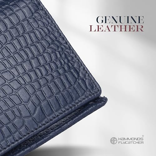 HAMMONDS FLYCATCHER Croc Blue Wallets for Man - Trifold Genuine Leather Men Wallet, RFID Protection, 5 Card Slots, 2 ID Windows, Currency Slots, Snap Button Closure, Gift Box Included, Gift for Men - Image 2