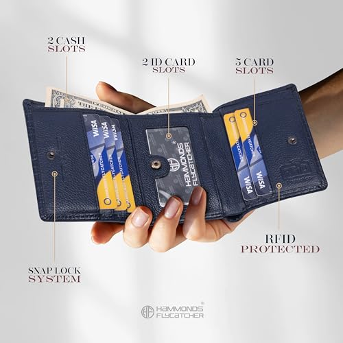 HAMMONDS FLYCATCHER Croc Blue Wallets for Man - Trifold Genuine Leather Men Wallet, RFID Protection, 5 Card Slots, 2 ID Windows, Currency Slots, Snap Button Closure, Gift Box Included, Gift for Men - Image 5
