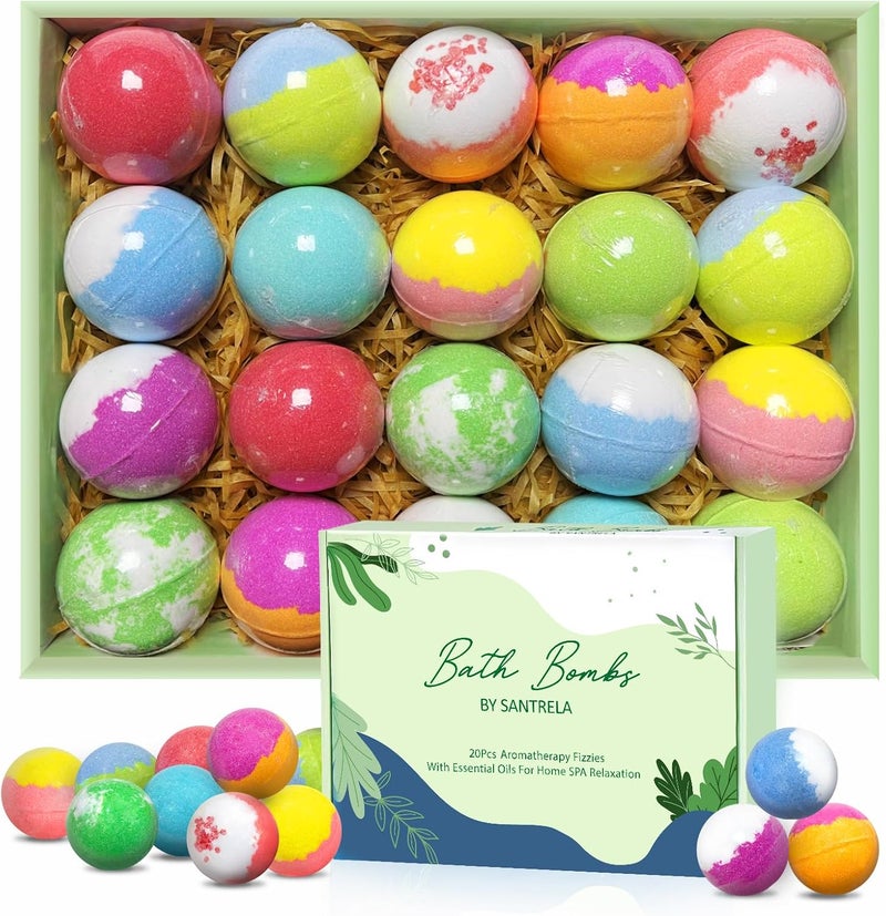Bath Bombs for Women Gift Set 20 Organic Bath Bombs with Essential Oil Handmade SPA Bubble Bath Bombs for Relaxing Gift for HerHim Women Girls Wife Mother