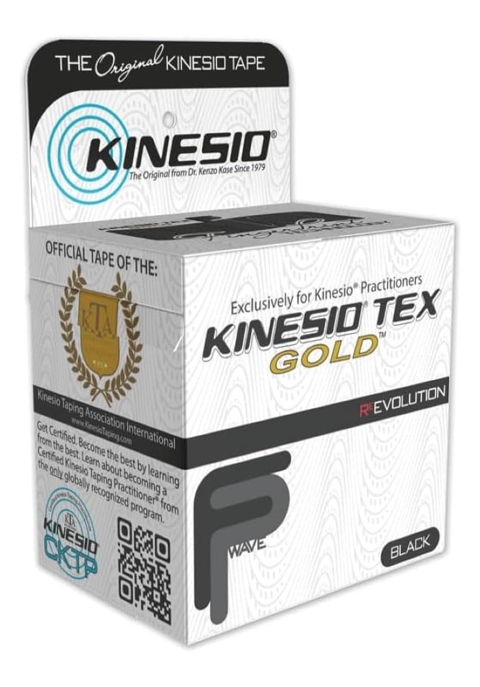 Kinesio Taping - Elastic Therapeutic Athletic Tape Tex Gold FP - Black – 2 in. x 16.4 ft