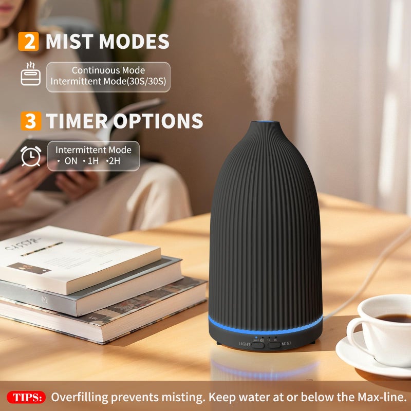 URPOWER 100ML Essential Oil Diffuser Ultrasonic Cool Mist Humidifier with 7 LED Lights, Timer & Auto-Off Quiet Aromatherapy Scent Diffuser for Home Bedroom Office Relaxation - Image 2