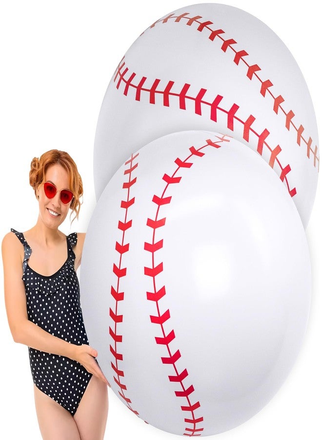 GOSR 2 Pack 30 Inch Giant Inflatable Baseball Large PVC Beach Balls Toys for Pool Summer Outdoor Activity Party Decorations - Image 1