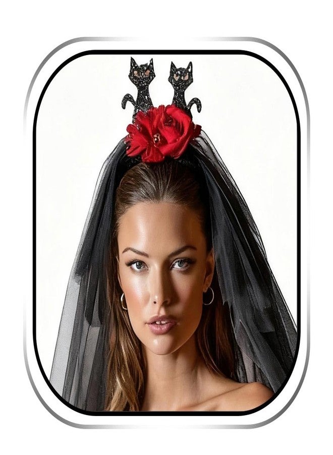 ايفينت طوق رأس مضيء ليوم الموتى من إيرنت، طوق رأس للهالوين، طرحة وردة حمراء للنساء - Image 1