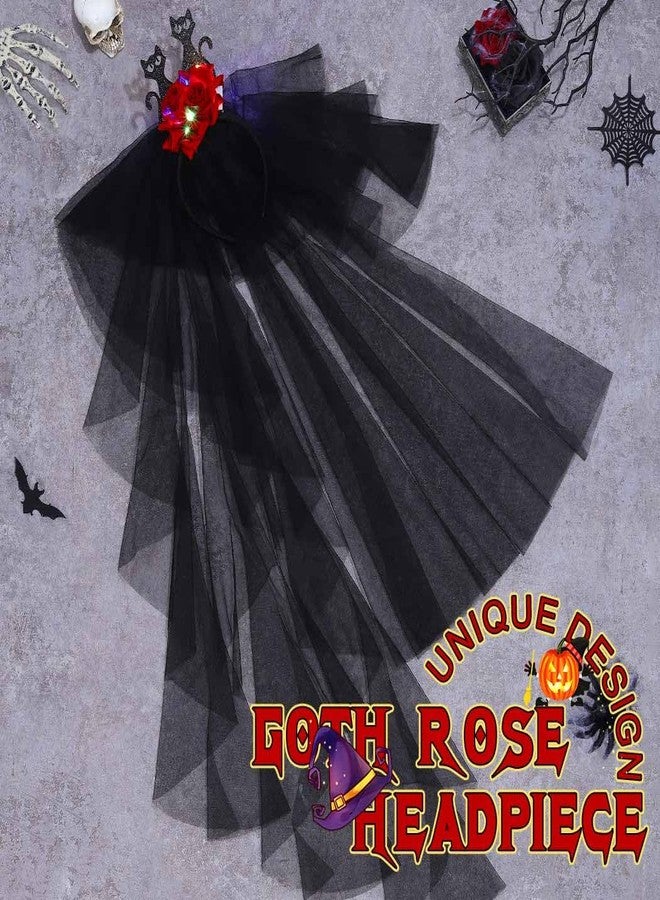 ايفينت طوق رأس مضيء ليوم الموتى من إيرنت، طوق رأس للهالوين، طرحة وردة حمراء للنساء - Image 2