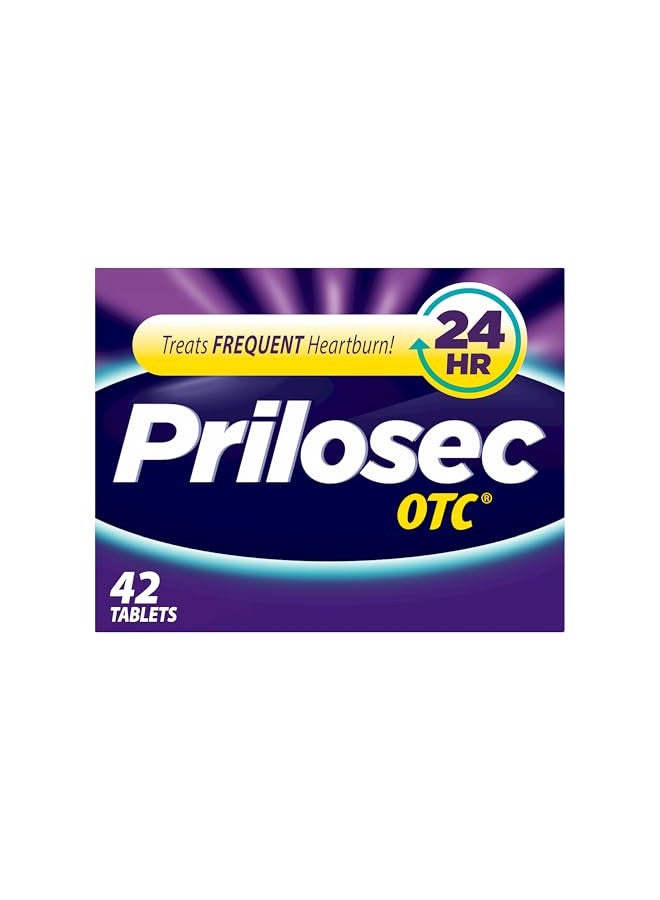 Prilosec Prilosec OTC, Omeprazole Delayed Release 20mg, Acid Reducer, Treats Frequent Heartburn for 24 Hour Relief, All Day, All Night*, 20mg, 42 Tablets  - Image 1