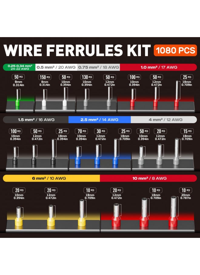 SOMELINE SOMELINE Ferrule Crimping Tool, Ratchet Pliers for AWG23-7 with 23 Sizes Wire End Ferrule Terminals, Quadrilateral Wire Crimp Pliers with Crimp Connectors  - Image 4