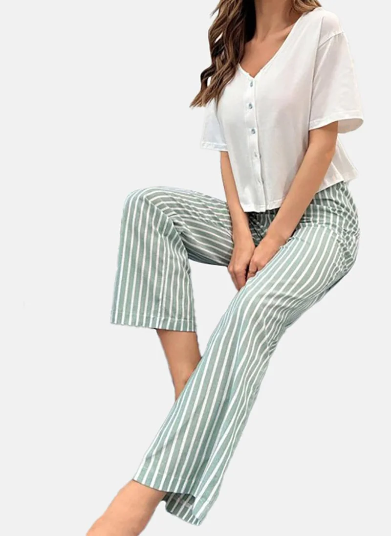 يونيكي White Striped Pyjamas & Top