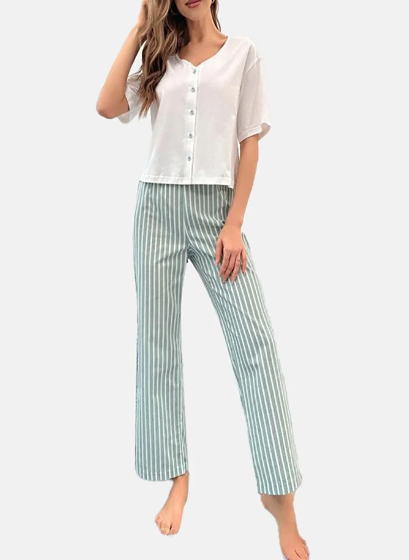 YUNIQEE White Striped Pyjamas & Top