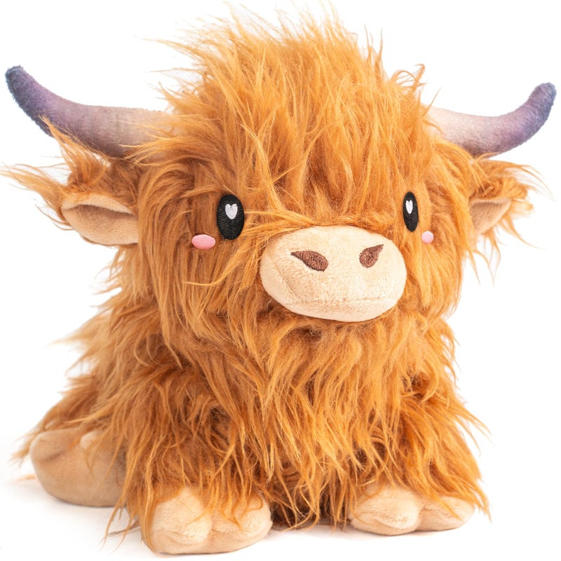 Happy Fuel Highland Cow Microwavable 15lbs Unscented Heating Pad for Women Kids Cute Soft Cozy Pillow Plush Heatable Warm Stuffed Animals Kawaii Hot Cold Plushie Toy Cow Gifts for Girls Boys - Image 2