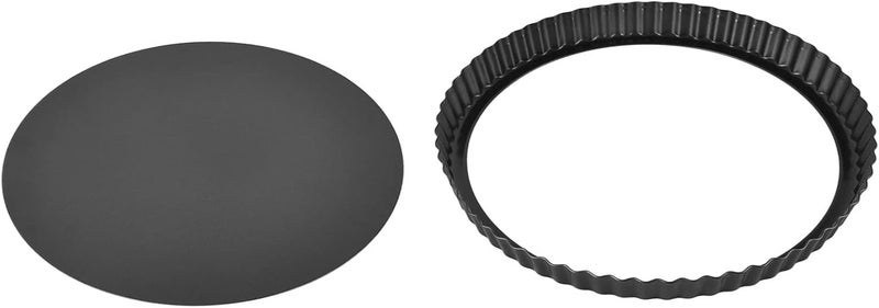 Pssopp Round Tart Pan, Removable Bottom Non Stick Tart Pan, Fluted Quiche for Baking and Serving Delicious ([Thickened] 12-inch live bottom pie plate) - Image 1