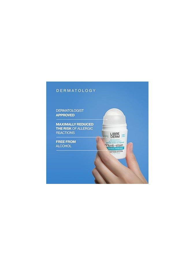 LIBREDERM 48-Hour Anti-Stain Antiperspirant, Sweat and Odor Protection, Roll-On Invisible Deodorant, Hypoallergenic, Dermatologist Tested for All Skin Types, 50 ml - Image 3