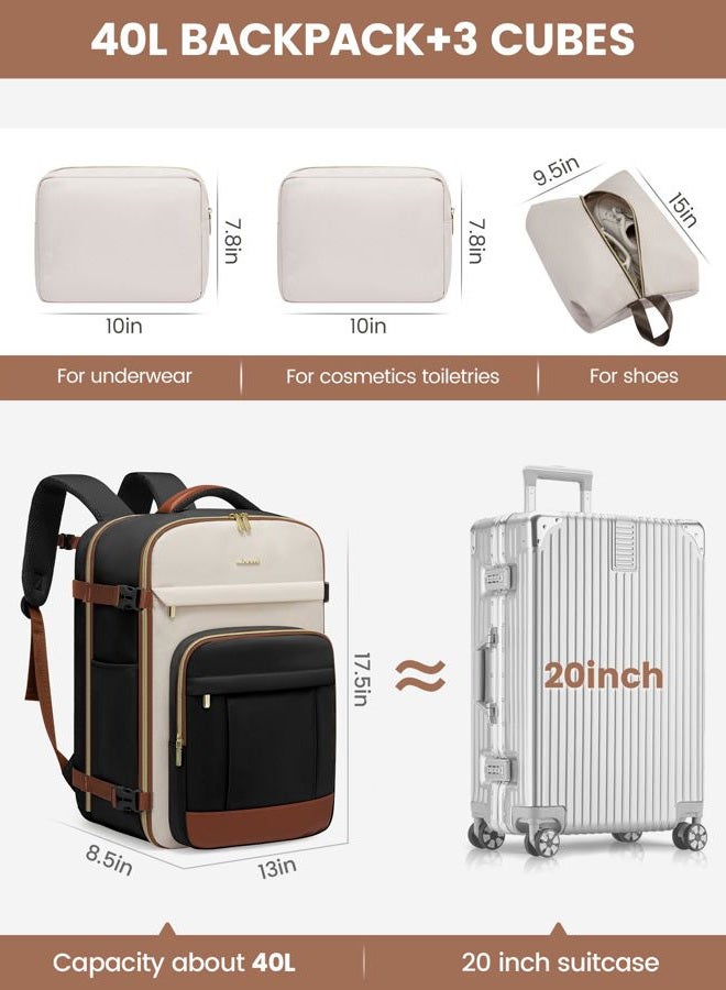 Lovevook Travel Backpack for Women, Black-beige-brown, X-Large-50L-4Pcs - Image 3