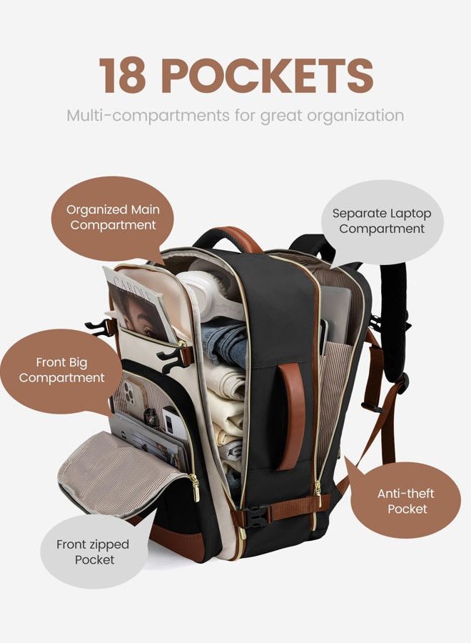 Lovevook Travel Backpack for Women, Black-beige-brown, X-Large-50L-4Pcs - Image 5